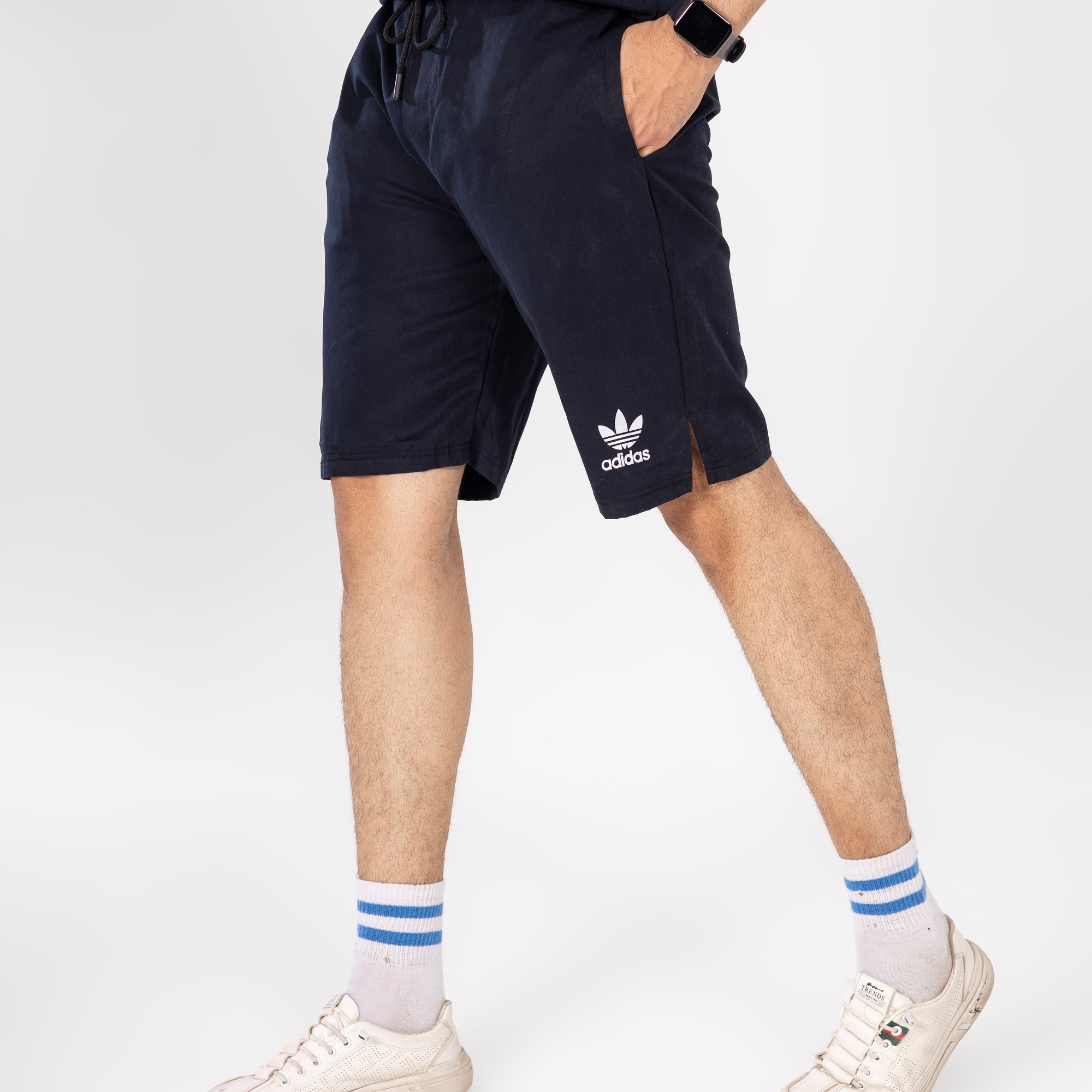 ADI Black Cotton Jeans Shorts