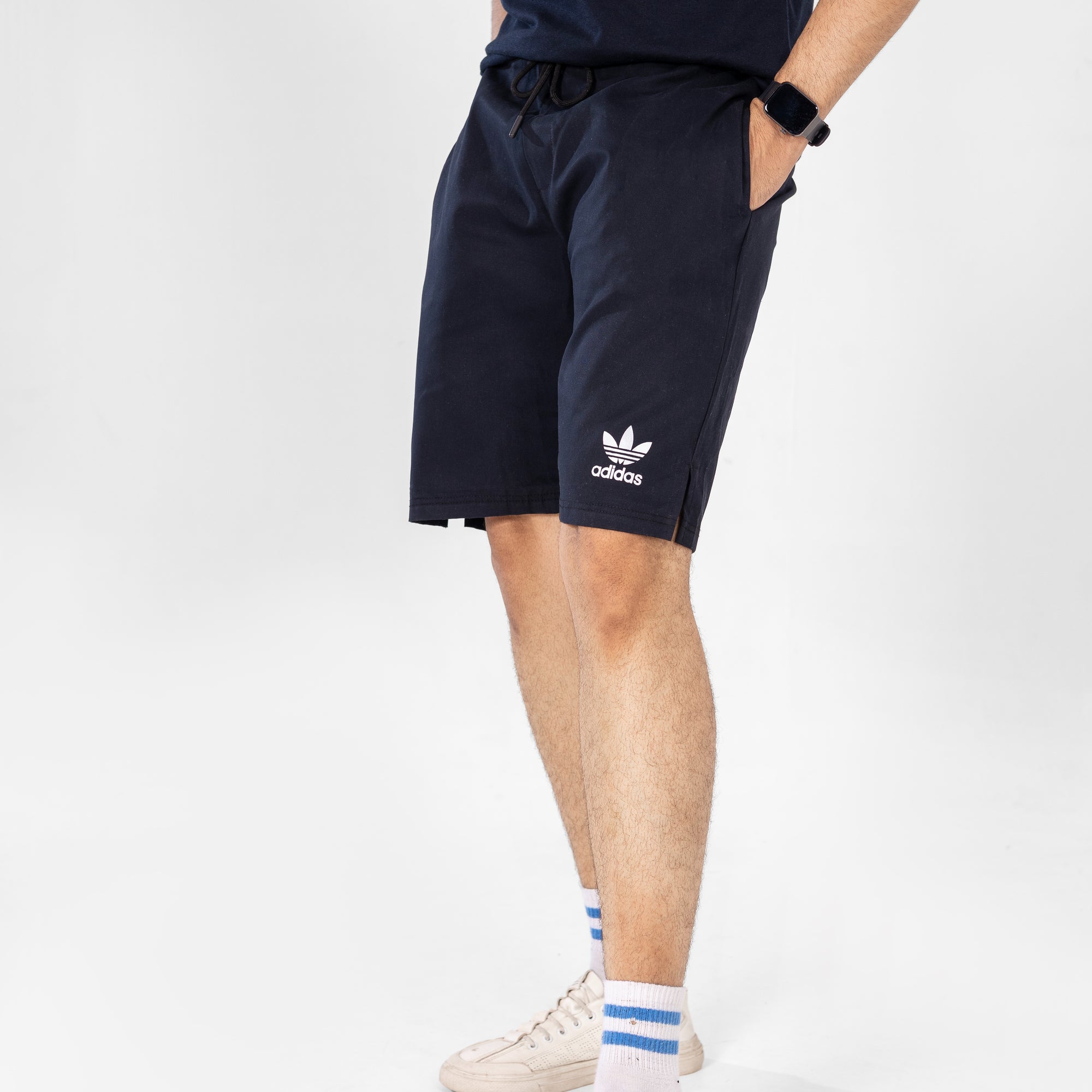 ADI Black Cotton Jeans Shorts