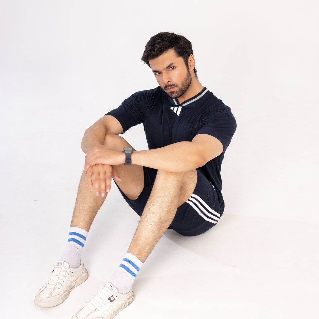 ADI Navy  Collar T-Shirt