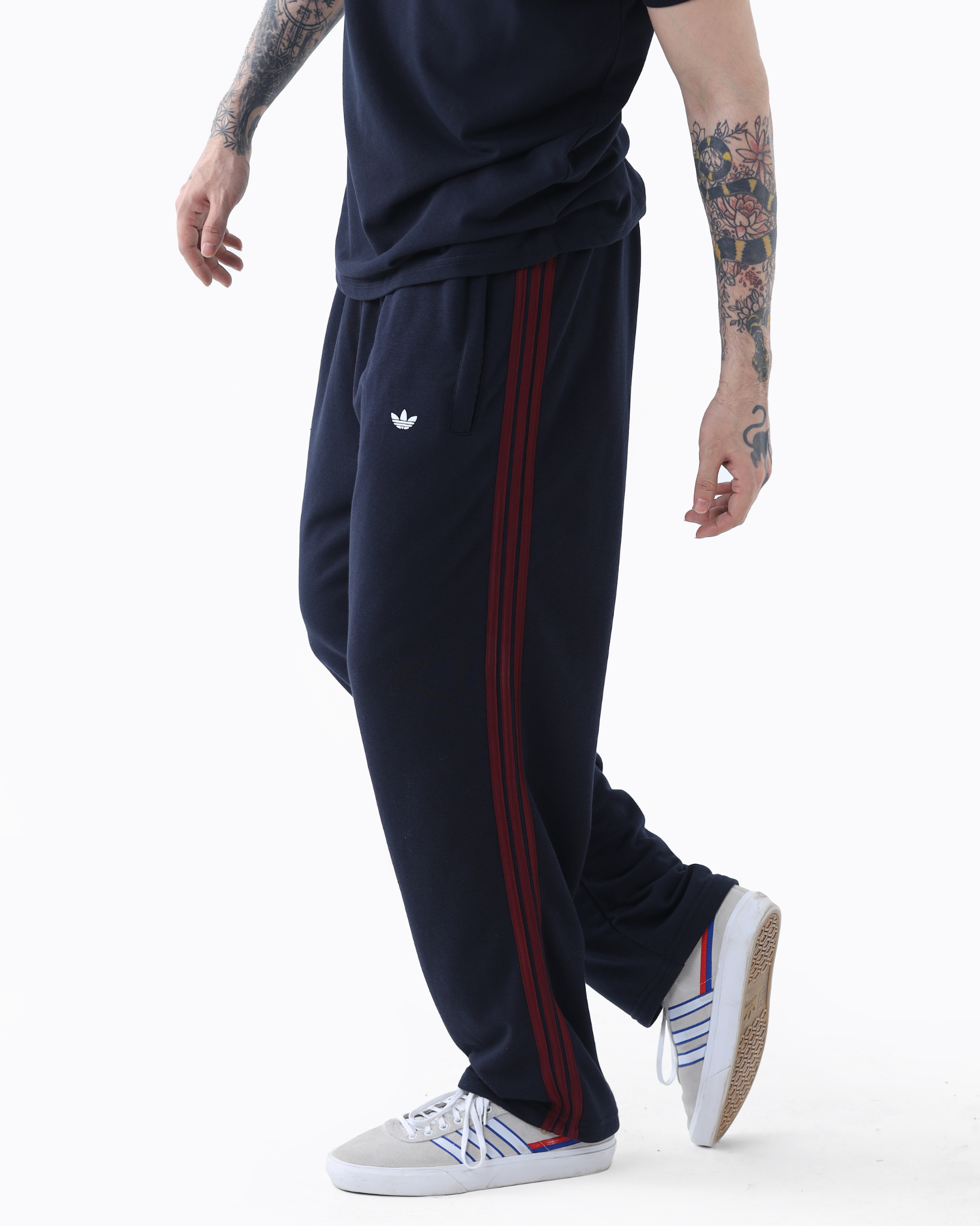 ADI Burgundy Stripe Tracksuit - Navy