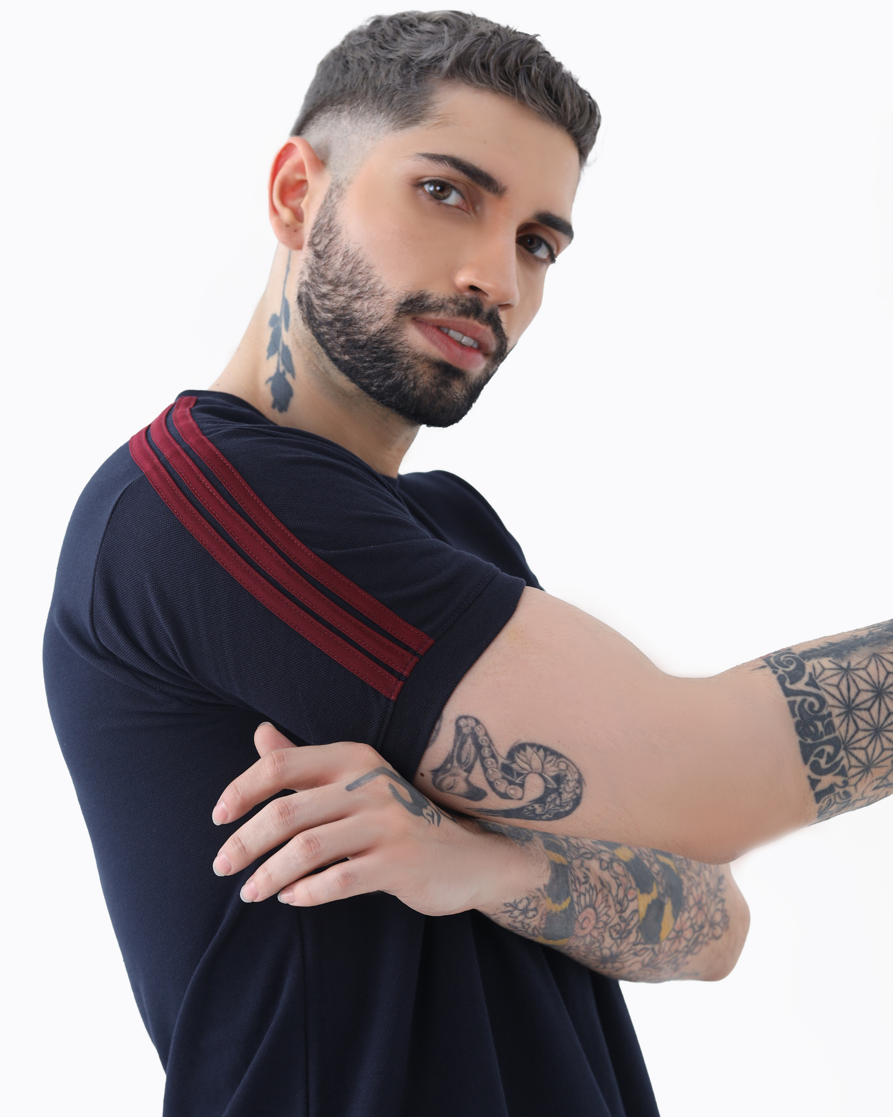 ADI Burgundy Stripe Tracksuit - Navy