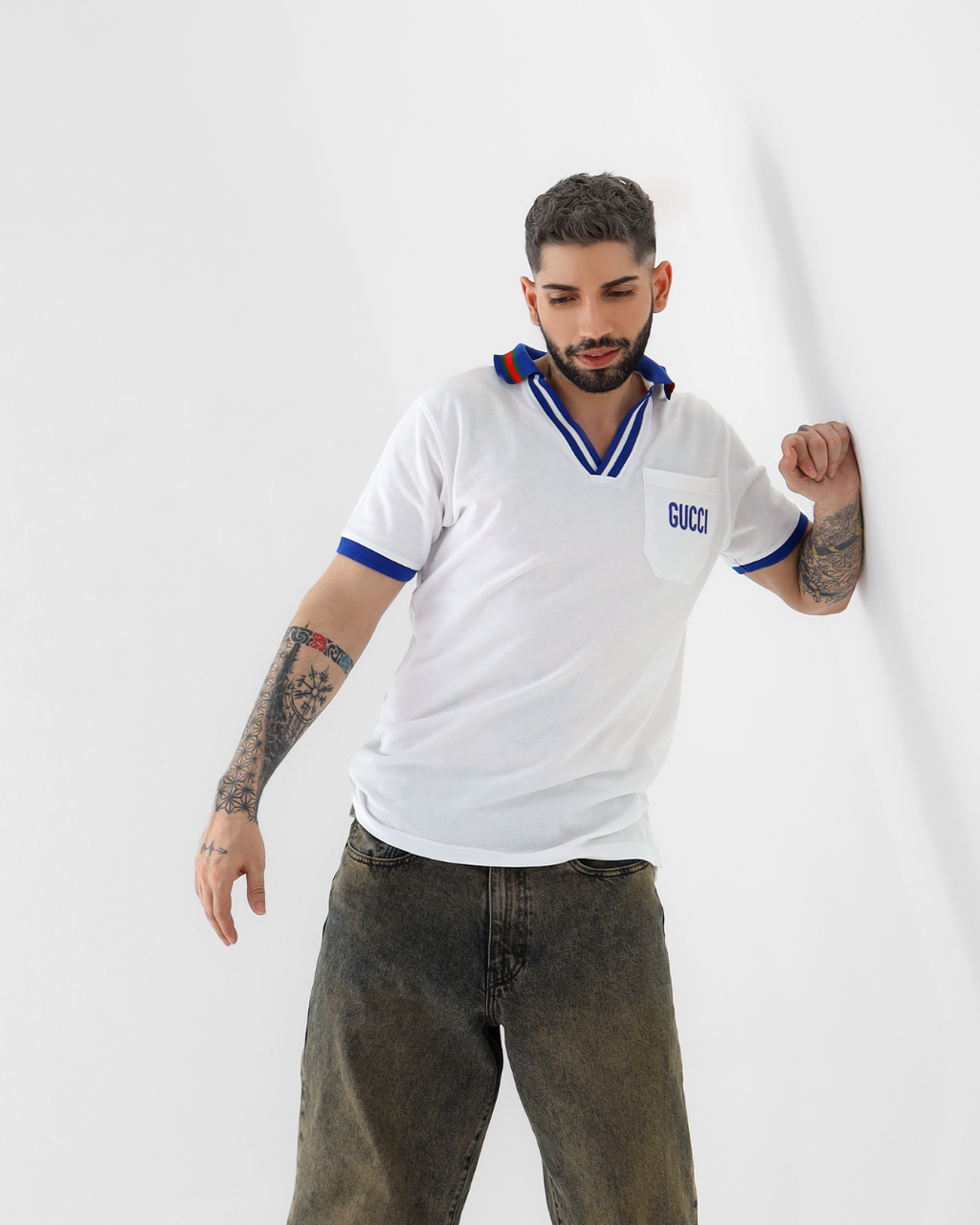 GUI Embroided Polo Shirt - White