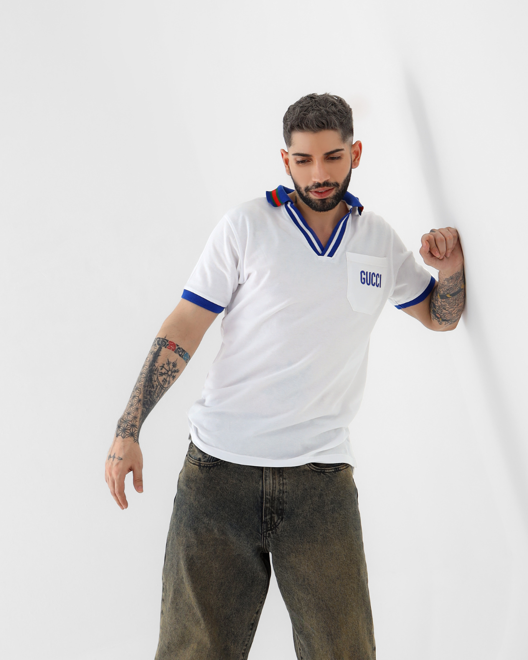 GUI Embroided Polo Shirt - White