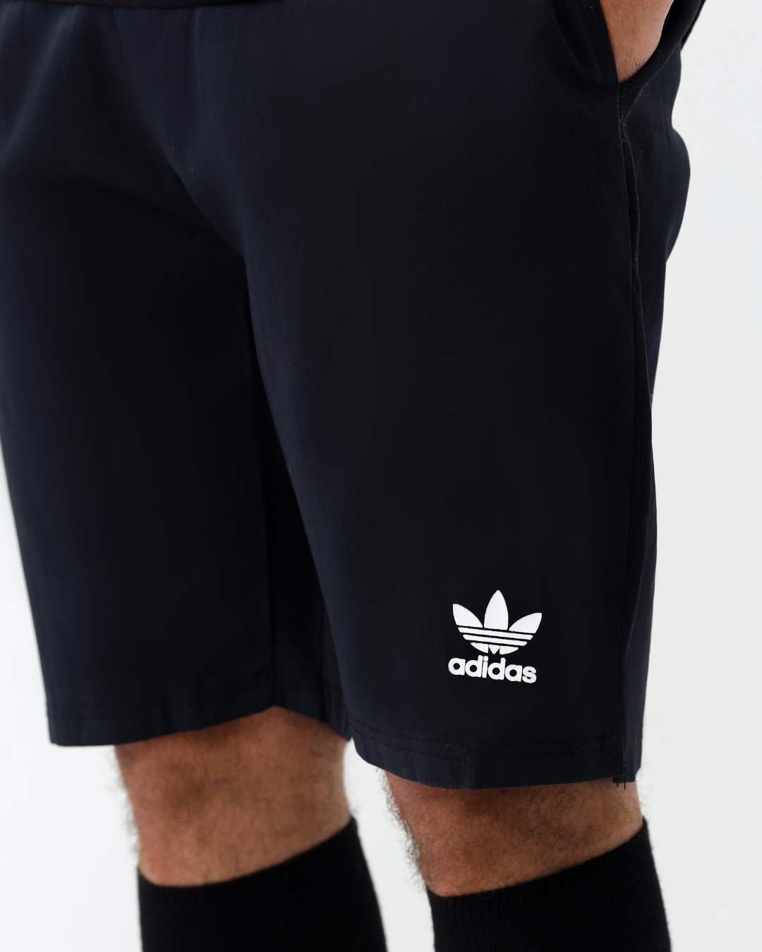 ADI Black Cotton Jeans Shorts
