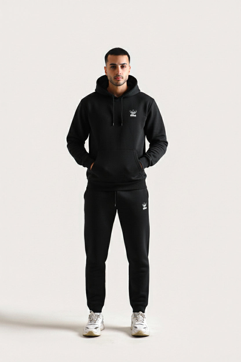 ADI Black Cotton Fleece Tracksuit
