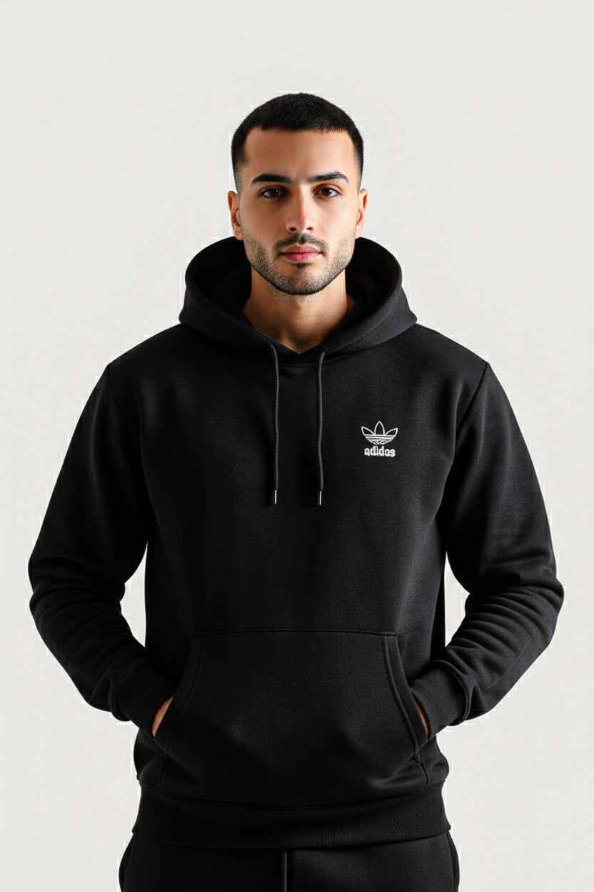 ADI Black Cotton Fleece Tracksuit